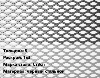Лист просечно-вытяжной 5 1х3 Сталь: Ст3сп черный стальной